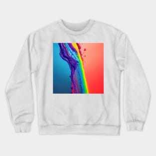 Liquid Colors Flowing Infinitely - Heavy Texture Swirling Thick Wet Paint - Abstract Inspirational Rainbow Drips Crewneck Sweatshirt